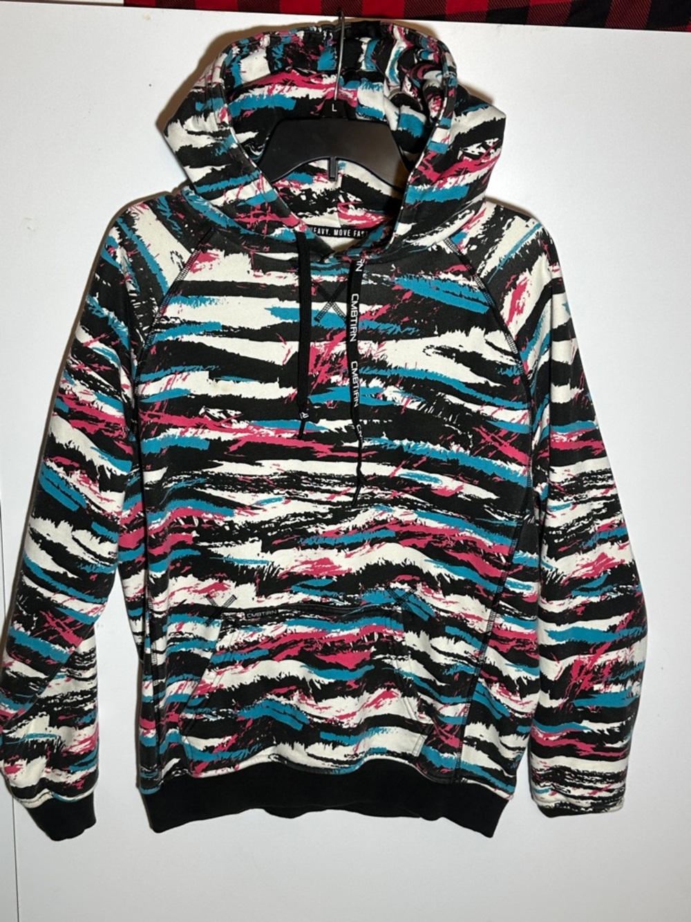 Lightweight Hooded Shirt Jacket in Black, Teal & Pink